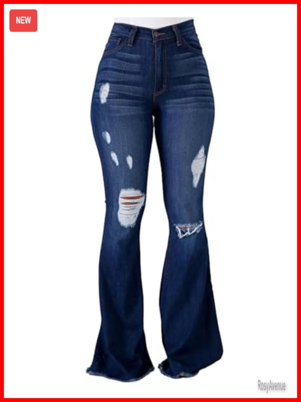 Vintage Bell Bottoms Flare Jeans High Waist Ripped Distressed Wide Leg
